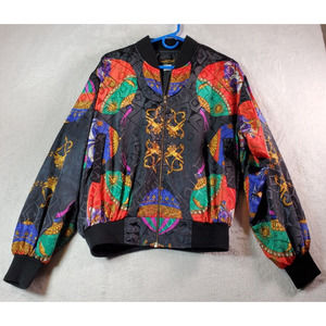 Monaliza Jacket Womens Large Multi Geo Print 100% Polyester Long Sleeve Full Zip